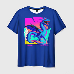 Футболка мужская Дракон synthwave, цвет: 3D-принт