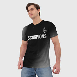 Футболка мужская Scorpions glitch на темном фоне: символ сверху, цвет: 3D-принт — фото 2