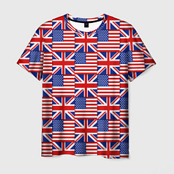 Футболка мужская Флаги США и Англии, цвет: 3D-принт