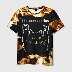 Футболка мужская The Cranberries рок кот и огонь, цвет: 3D-принт
