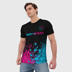 Футболка мужская Twenty One Pilots - neon gradient: символ сверху, цвет: 3D-принт — фото 2