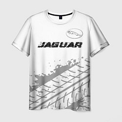 Футболка мужская Jaguar speed на светлом фоне со следами шин: симво, цвет: 3D-принт