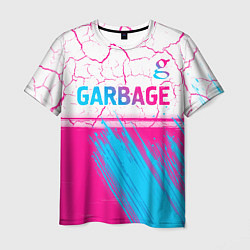 Футболка мужская Garbage neon gradient style: символ сверху, цвет: 3D-принт