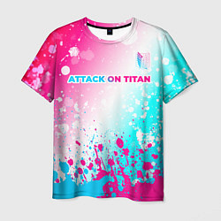 Футболка мужская Attack on Titan neon gradient style: символ сверху, цвет: 3D-принт