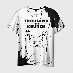 Футболка мужская Thousand Foot Krutch рок кот на светлом фоне, цвет: 3D-принт
