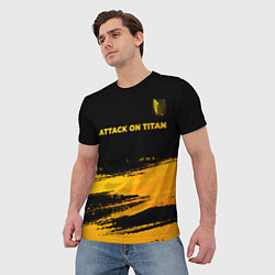 Футболка мужская Attack on Titan - gold gradient: символ сверху, цвет: 3D-принт — фото 2