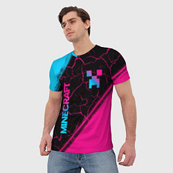 Футболка мужская Minecraft - neon gradient: надпись, символ, цвет: 3D-принт — фото 2
