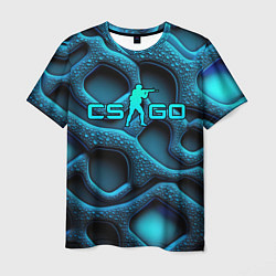 Футболка мужская CS GO blue neon logo, цвет: 3D-принт