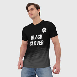 Футболка мужская Black Clover glitch на темном фоне: символ сверху, цвет: 3D-принт — фото 2