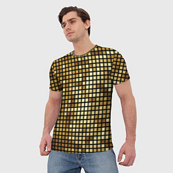 Футболка мужская Золотая мозаика, поверхность диско шара, цвет: 3D-принт — фото 2