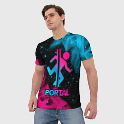 Футболка мужская Portal - neon gradient, цвет: 3D-принт — фото 2