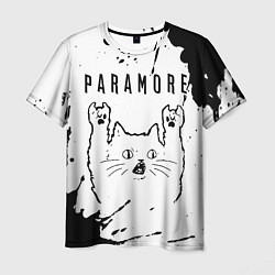 Футболка мужская Paramore рок кот на светлом фоне, цвет: 3D-принт