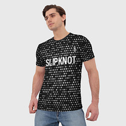 Футболка мужская Slipknot glitch на темном фоне: символ сверху, цвет: 3D-принт — фото 2