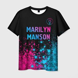 Футболка мужская Marilyn Manson - neon gradient: символ сверху, цвет: 3D-принт