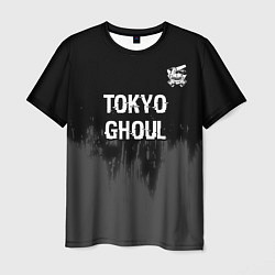 Футболка мужская Tokyo Ghoul glitch на темном фоне: символ сверху, цвет: 3D-принт