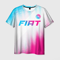 Футболка мужская Fiat neon gradient style: символ сверху, цвет: 3D-принт