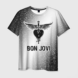 Футболка мужская Bon Jovi glitch на светлом фоне, цвет: 3D-принт