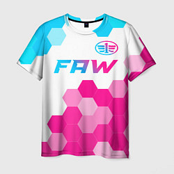 Футболка мужская FAW neon gradient style: символ сверху, цвет: 3D-принт