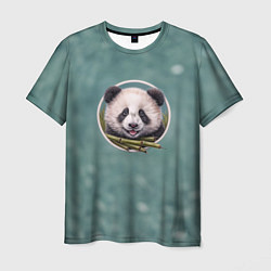 Футболка мужская Милая мордочка панды с бамбуком, цвет: 3D-принт