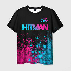 Футболка мужская Hitman - neon gradient: символ сверху, цвет: 3D-принт