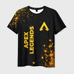 Футболка мужская Apex Legends - gold gradient: надпись, символ, цвет: 3D-принт