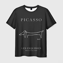 Футболка мужская Собака на черном - Пабло Пикассо, цвет: 3D-принт