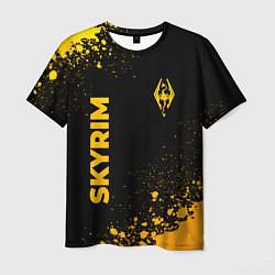 Футболка мужская Skyrim - gold gradient: надпись, символ, цвет: 3D-принт