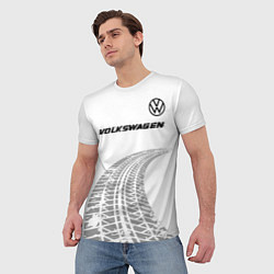 Футболка мужская Volkswagen speed на светлом фоне со следами шин: с, цвет: 3D-принт — фото 2