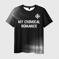 Футболка мужская My Chemical Romance glitch на темном фоне: символ, цвет: 3D-принт