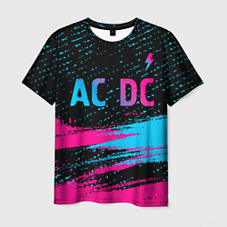 Футболка мужская AC DC - neon gradient: символ сверху, цвет: 3D-принт