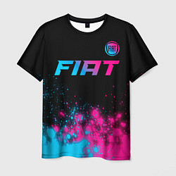 Футболка мужская Fiat - neon gradient: символ сверху, цвет: 3D-принт