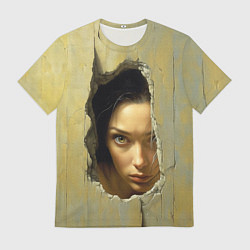 Футболка мужская Девушка выглядывает, цвет: 3D-принт