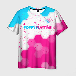 Футболка мужская Poppy Playtime neon gradient style: символ сверху, цвет: 3D-принт