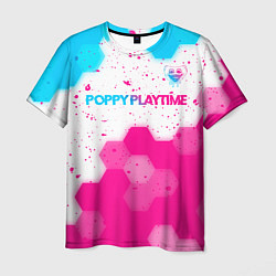 Футболка мужская Poppy Playtime neon gradient style: символ сверху, цвет: 3D-принт