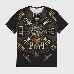 Футболка мужская Рунический компас Вегвизир, цвет: 3D-принт