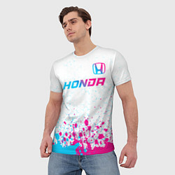 Футболка мужская Honda neon gradient style: символ сверху, цвет: 3D-принт — фото 2