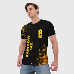 Футболка мужская Rainbow Six - gold gradient: надпись, символ, цвет: 3D-принт — фото 2