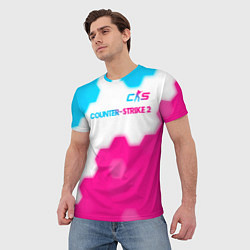 Футболка мужская Counter-Strike 2 neon gradient style: символ сверх, цвет: 3D-принт — фото 2