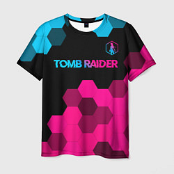 Футболка мужская Tomb Raider - neon gradient: символ сверху, цвет: 3D-принт