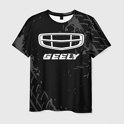 Футболка мужская Geely speed на темном фоне со следами шин, цвет: 3D-принт