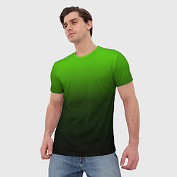 Футболка мужская Градиент ядовитый зеленый - черный, цвет: 3D-принт — фото 2