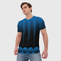 Футболка мужская Сине-черный градиент в полоску, цвет: 3D-принт — фото 2