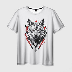 Футболка мужская Волк в геометрическом стиле с красными глазами, цвет: 3D-принт