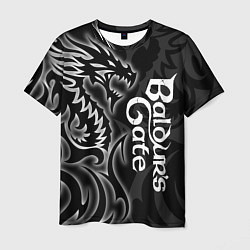 Футболка мужская Балдурс гейт 3 - черный дракон, цвет: 3D-принт