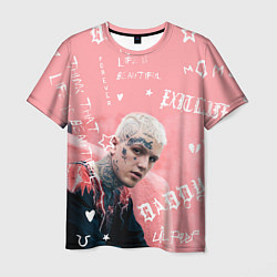 Футболка мужская Lil Peep тату розовый, цвет: 3D-принт