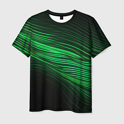 Футболка мужская Green neon lines, цвет: 3D-принт