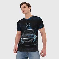 Футболка мужская Mercedes Benz space background, цвет: 3D-принт — фото 2
