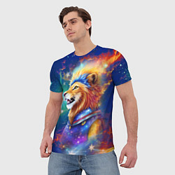Футболка мужская Космический лев - неоновое свечение, цвет: 3D-принт — фото 2