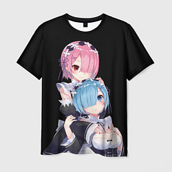 Футболка мужская Re: zero - близняшки горничные, цвет: 3D-принт