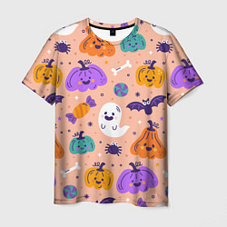 Футболка мужская Halloween - pumpkins and ghosts, цвет: 3D-принт